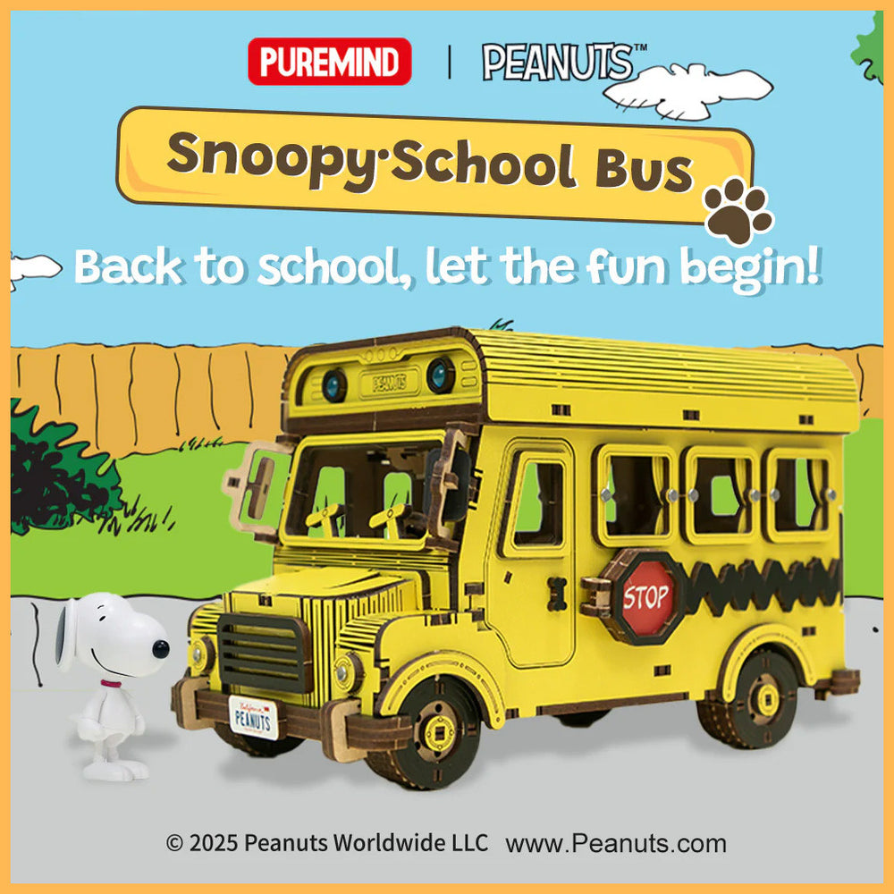 Puremind Peanuts: Snoopy Yellow School Bus PM1204