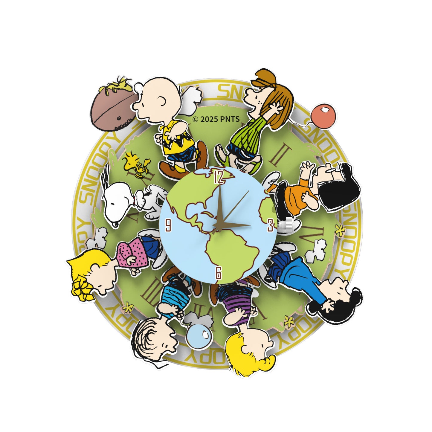 Puremind Peanuts: Magnetic Around the World Wooden Clock PM2201