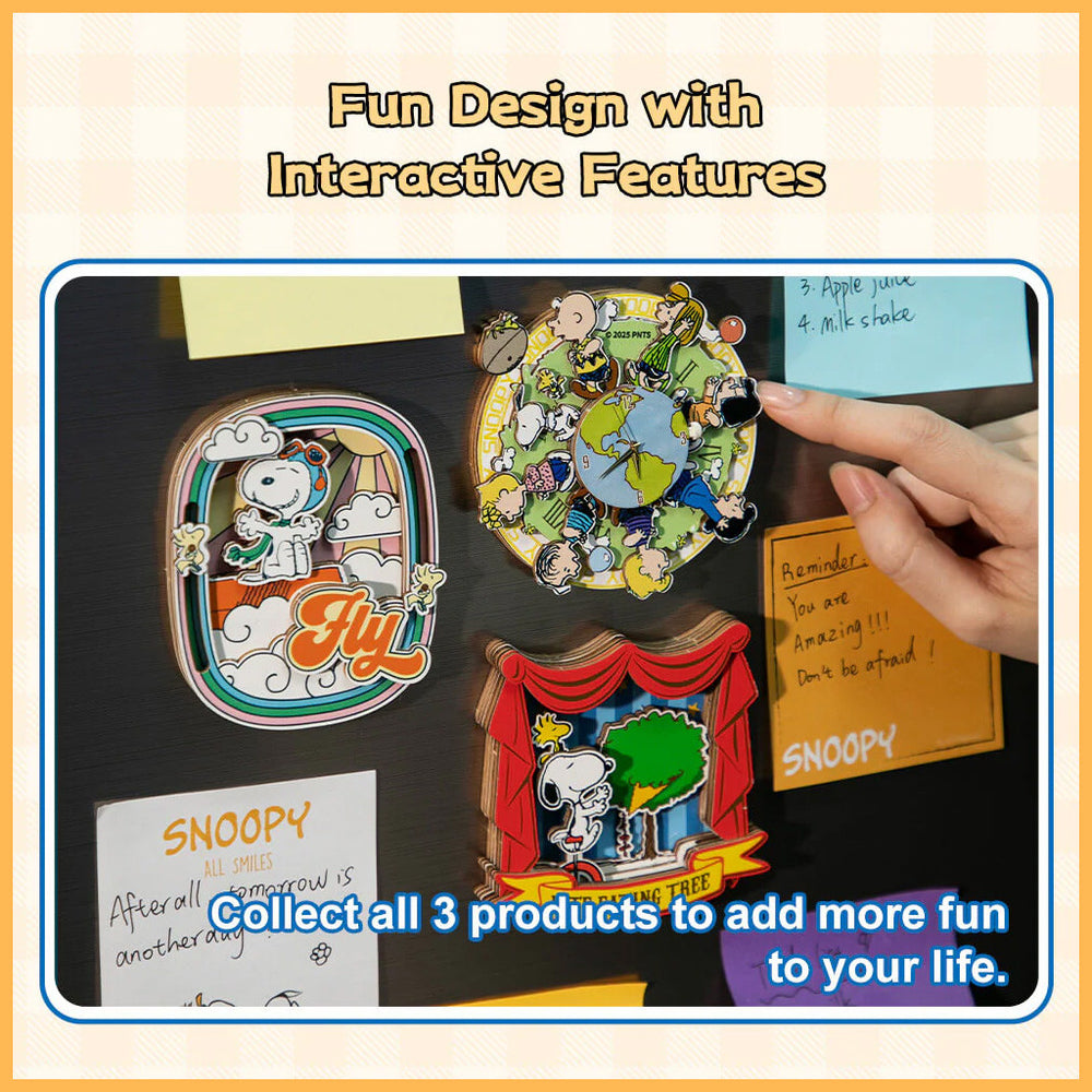 Puremind Peanuts: Magnetic Around the World Wooden Clock PM2201