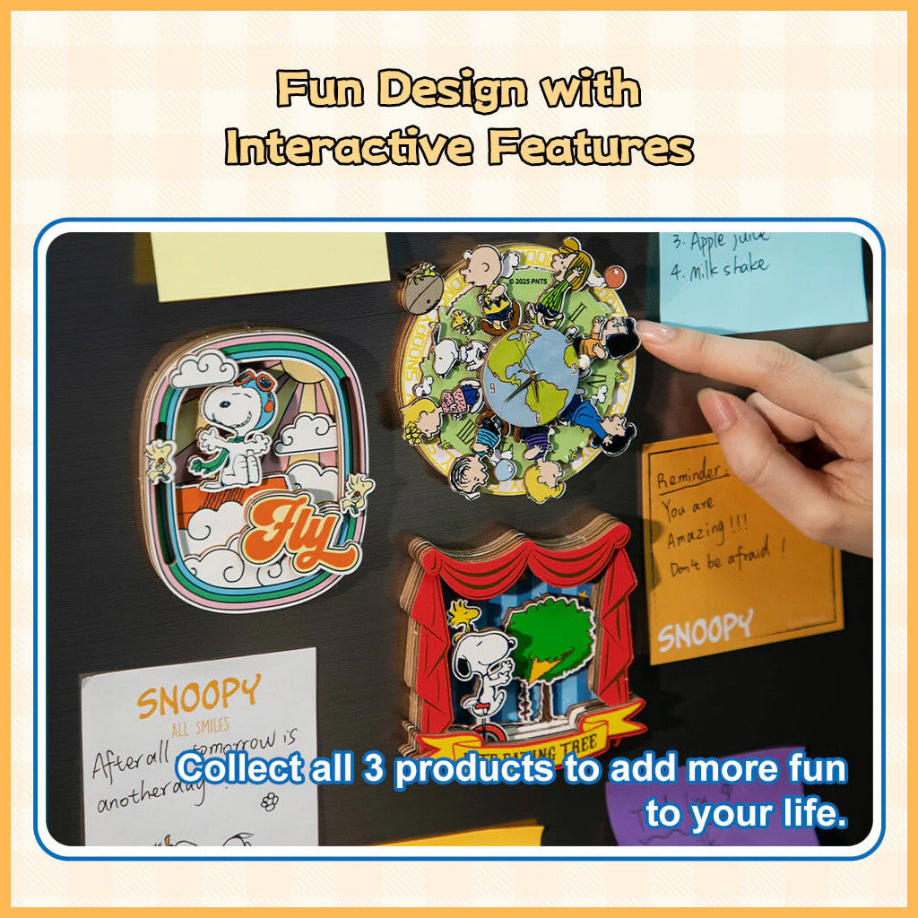 Puremind Peanuts: Magnetic Around the World Wooden Clock PM2201