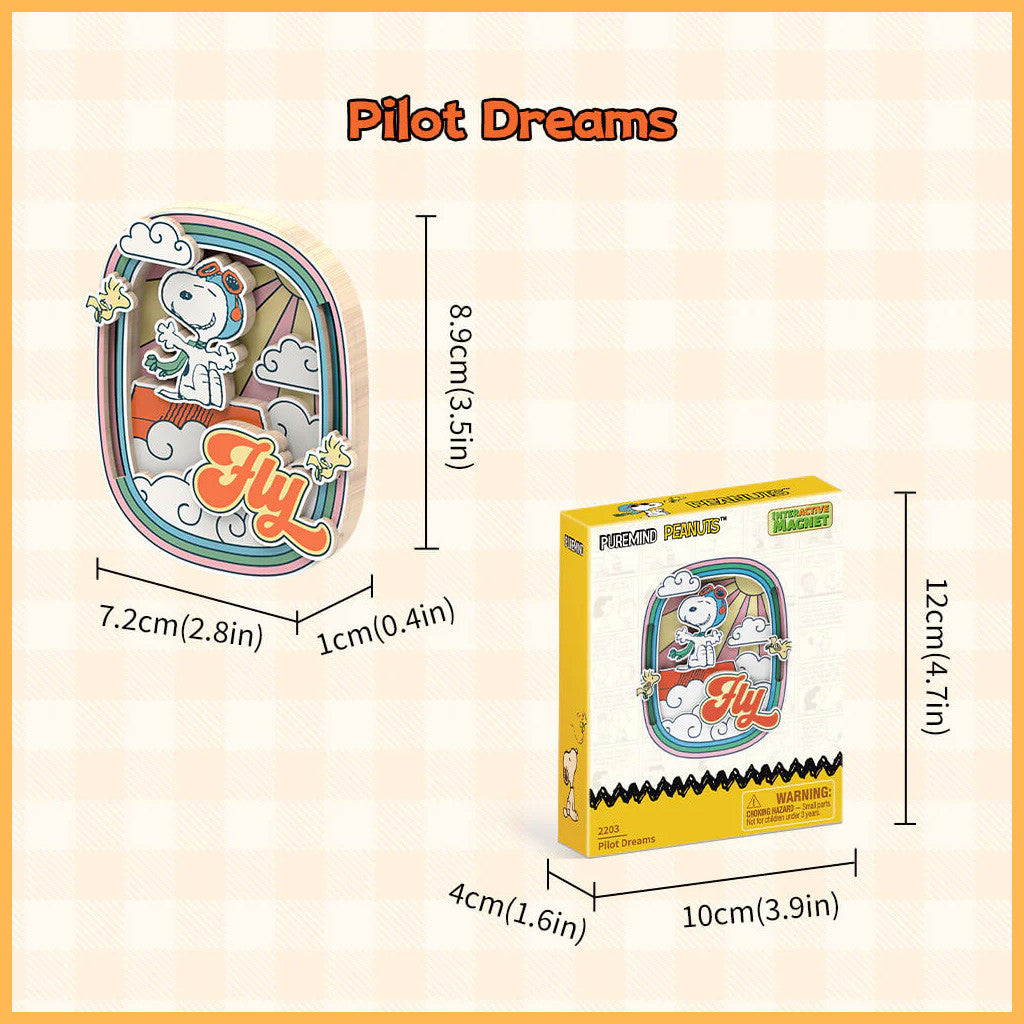 Puremind Peanuts: Snoopy's Pilot Dreams Wooden Magnet PM2203
