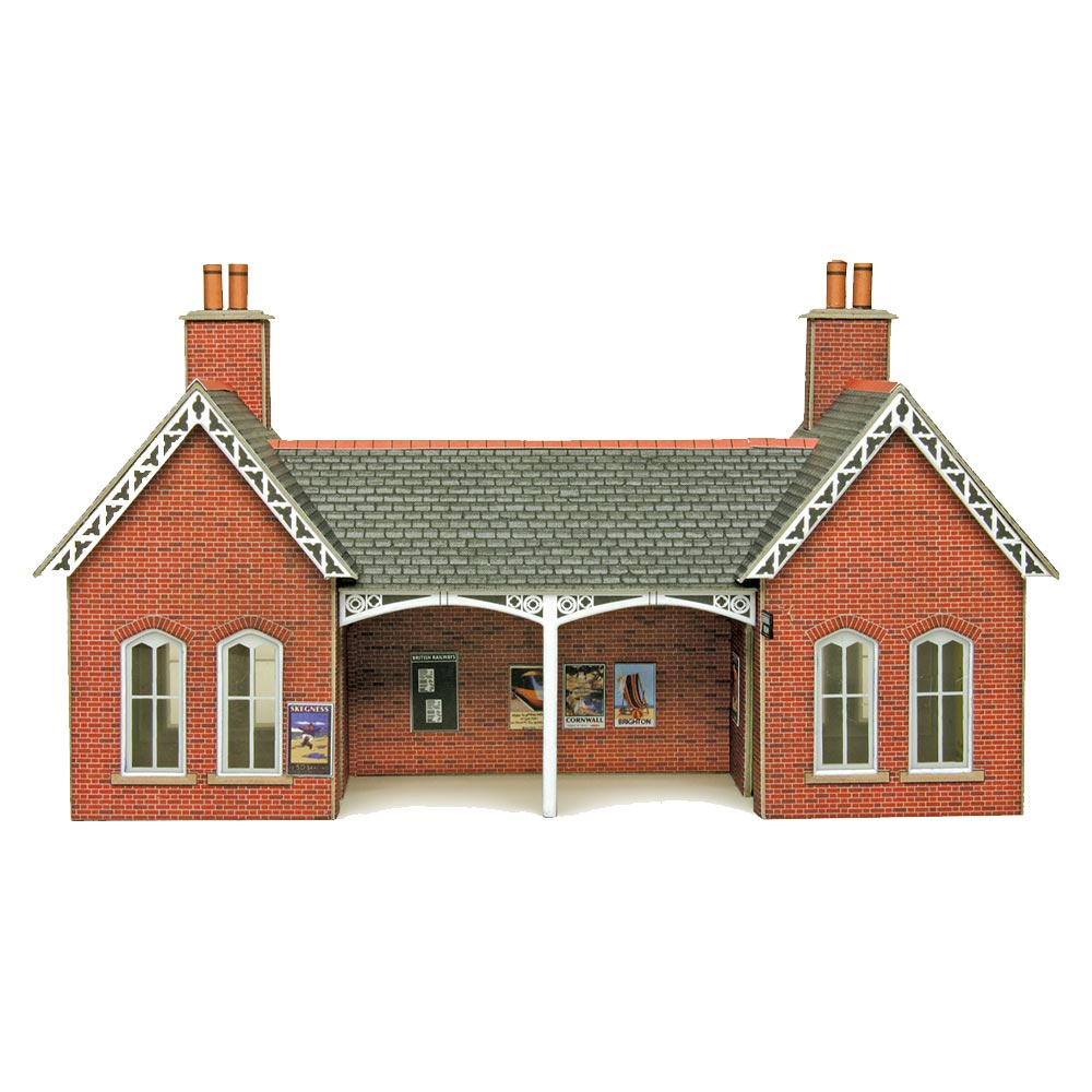Metcalfe PO237 Country Station Red Brick Railway Building OO Gauge Card Kit