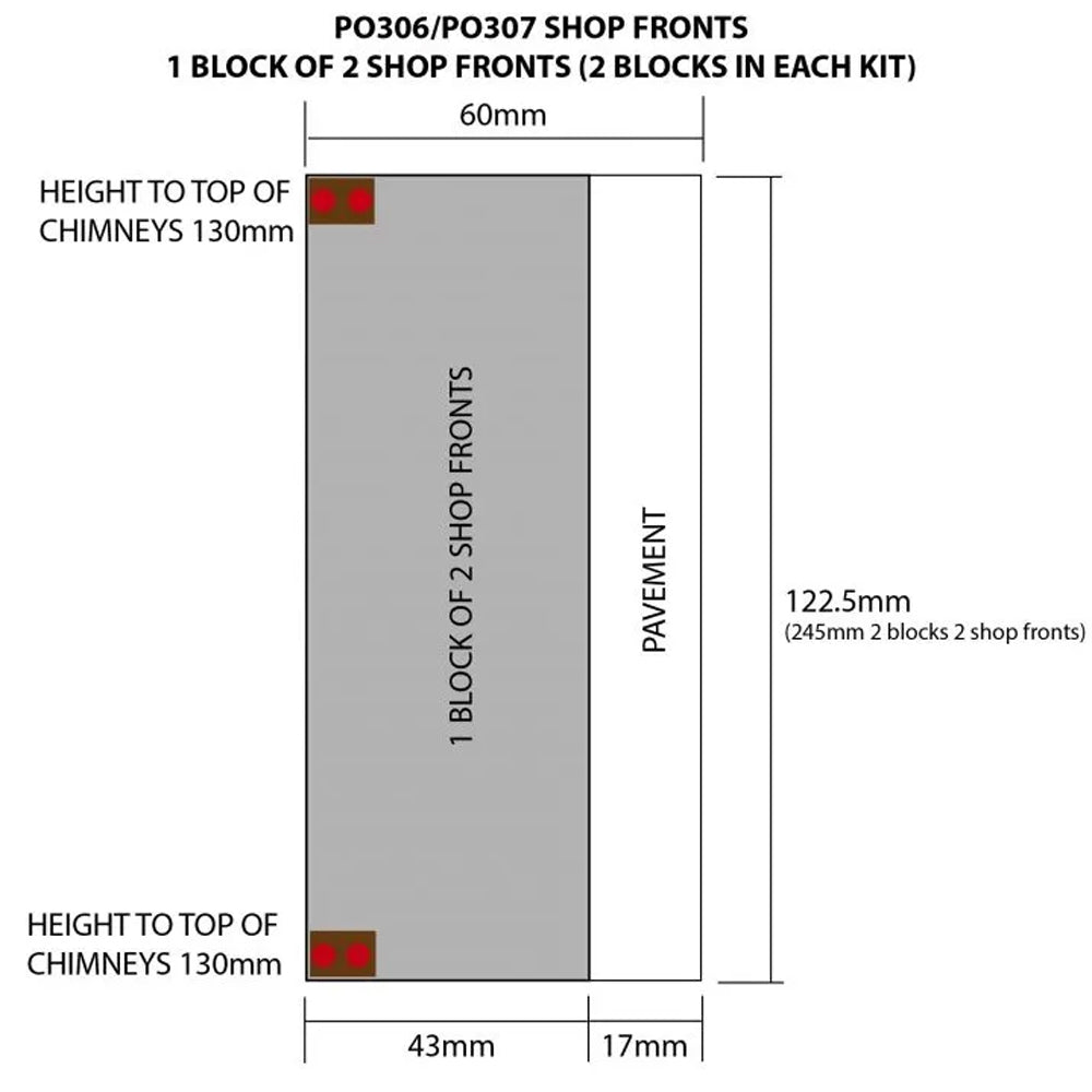 Metcalfe PO306 Shop Fronts Red Brick OO Gauge Kit