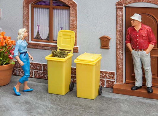 Pola Wheelie Bins Yellow (2) Kit G Gauge 333225
