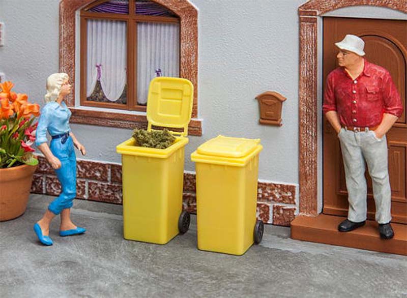 Pola Wheelie Bins Yellow (2) Kit G Gauge 333225