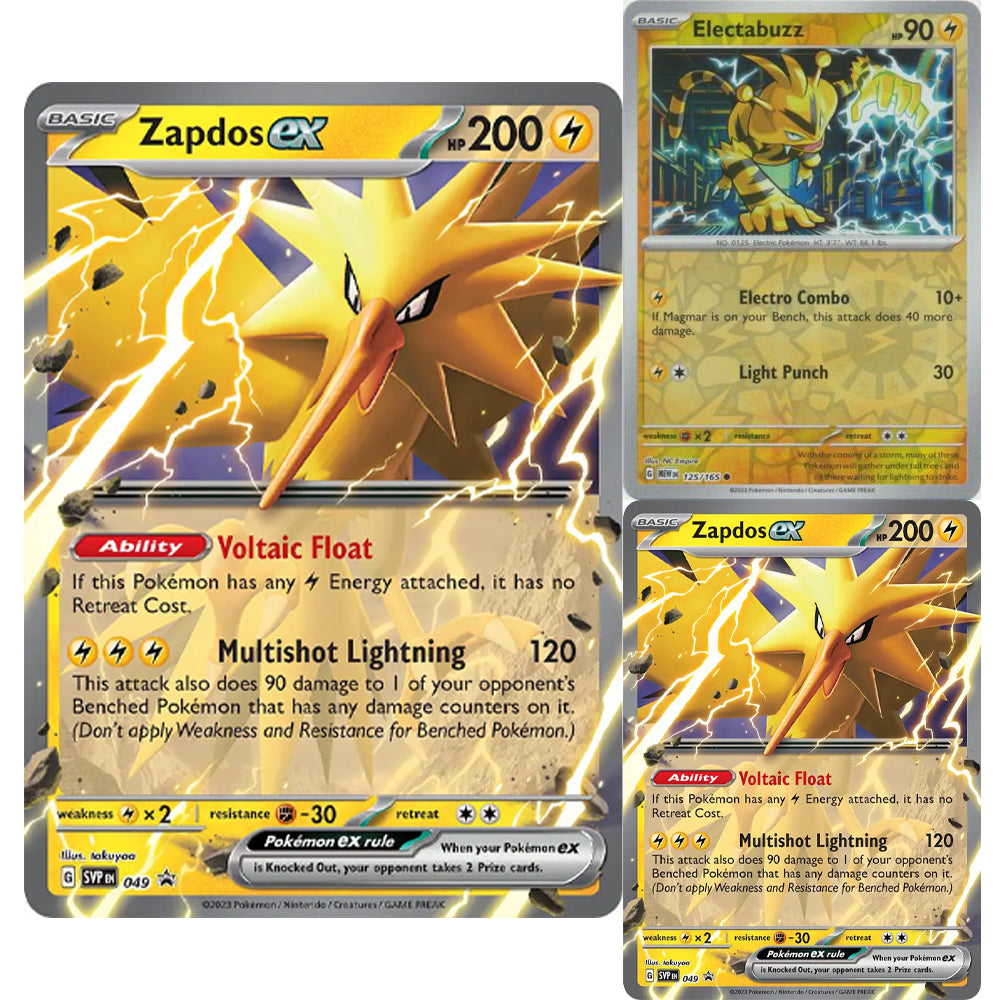 Pokemon TCG: 151 Zapdos Promo Cards Ex 049 Black Star & Jumbo, Electabuzz 125
