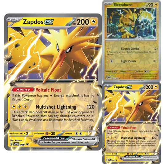 Pokemon TCG: 151 Zapdos Promo Cards Ex 049 Black Star & Jumbo, Electabuzz 125