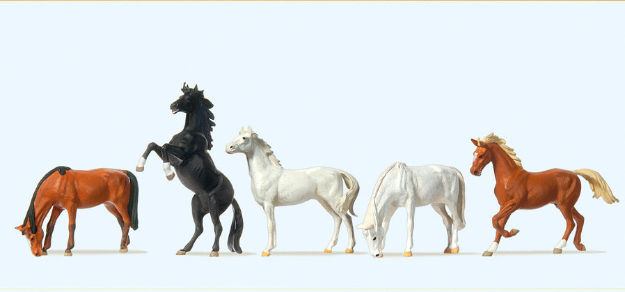 Preiser 10156 Horses (5) Exclusive Figure Set HO