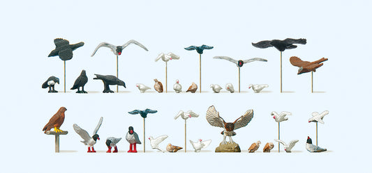 Preiser 10169 Pigeons/Seagulls/Crows/Birds of Prey Exclusive Figure Set HO