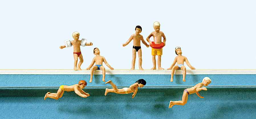 Preiser 10307 Children at the Pool (8) Exclusive Figure Set HO