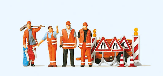 Preiser 10347 Roadworkers (4) and Accessories Exclusive Figure Set HO