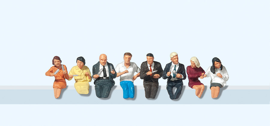 Preiser 10391 Seated Passenger Diners (8) Exclusive Figure Set HO