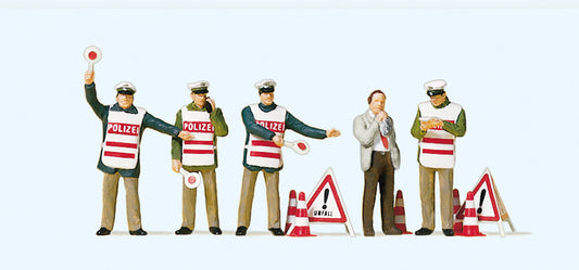 Preiser 10419 Policemen in Safety Vests(4) w/Civilian Exclusive Figure Set HO