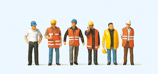 Preiser 10420 Workers in Safety Vests (6) Exclusive Figure Set HO
