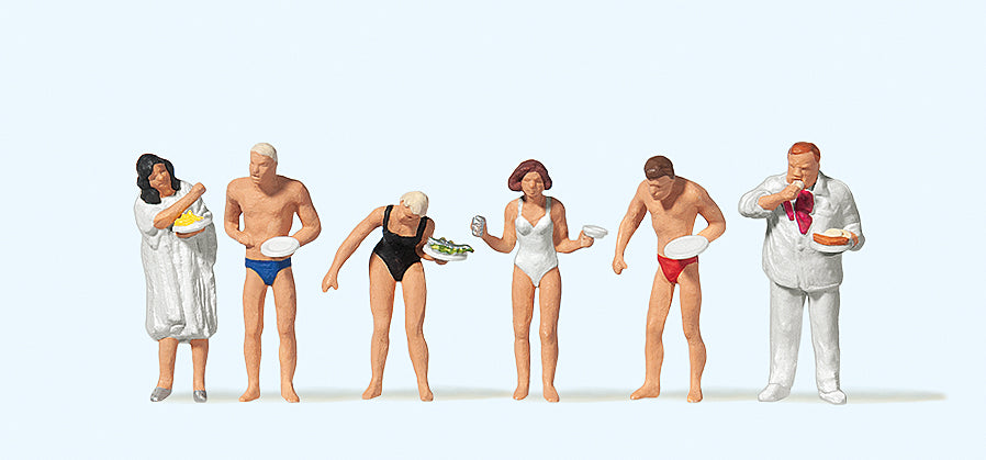 Preiser 10424 At the Beach Buffet (6) Exclusive Figure Set HO