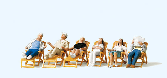 Preiser 10430 Clothed People on Loungers (6) Exclusive Figure Set HO