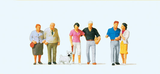 Preiser 10527 Couples (3x2) and Dog Exclusive Figure Set HO