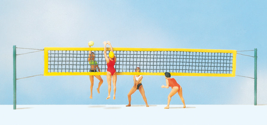 Preiser 10528 Beach Volleyball Scene (4) Exclusive Figure Set HO