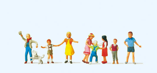 Preiser 10530 Playing Children (8) with Dog Exclusive Figure Set HO