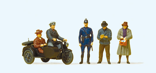 Preiser 10565 Zundapp w/Sidecar and Passers By (3) Exclusive Figure Set HO