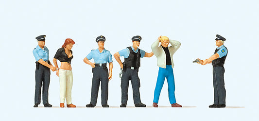 Preiser 10589 Under Arrest Scene (6) Exclusive Figure Set HO
