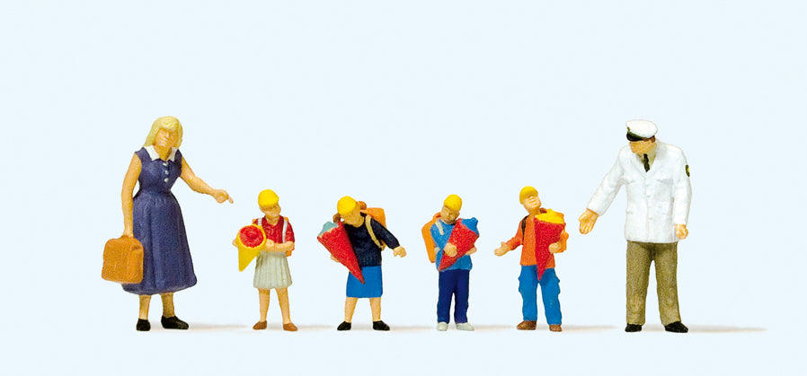 Preiser 10596 First Day at School Scene (6) Exclusive Figure Set HO