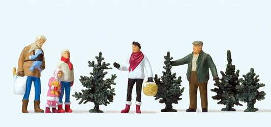 Preiser 10627 Christmas Tree Sales Scene (5) Exclusive Figure Set HO