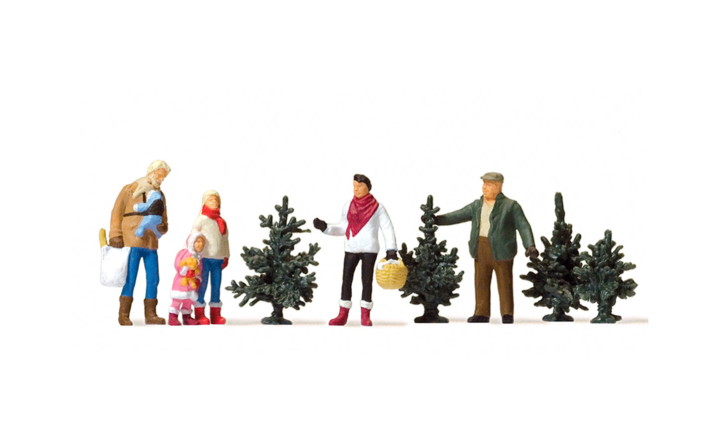 Preiser 10627 Christmas Tree Sales Scene (5) Exclusive Figure Set HO