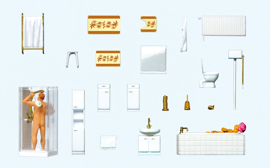 Preiser 10631 Bathroom Scene (2) Exclusive Figure Set HO