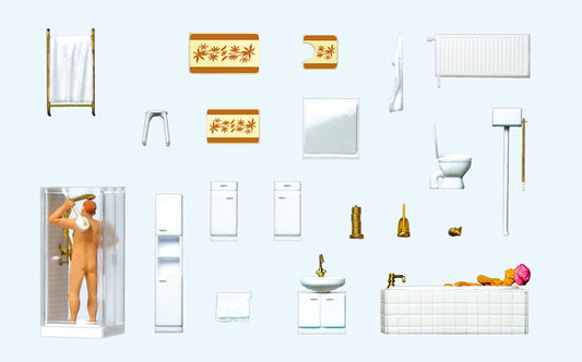 Preiser 10631 Bathroom Scene (2) Exclusive Figure Set HO