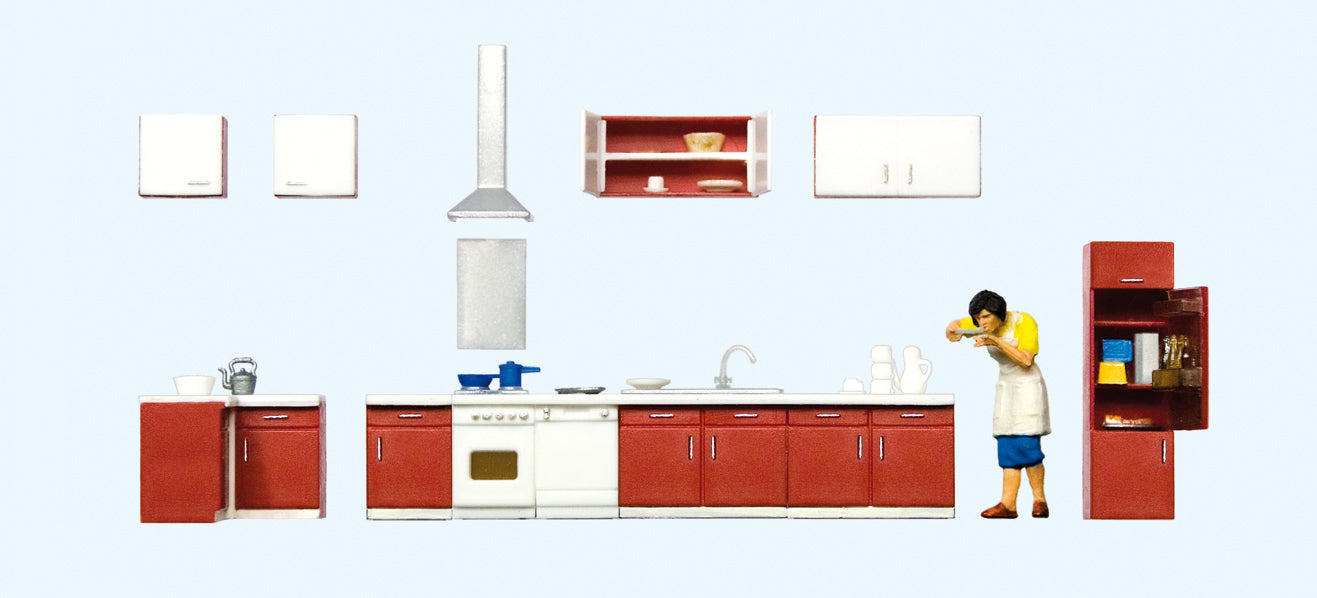Preiser 10646 Kitchen Scene (1) Exclusive Figure Set HO