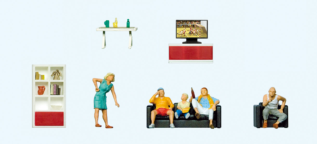 Preiser 10649 Living Room Scene (5) Exclusive Figure Set HO