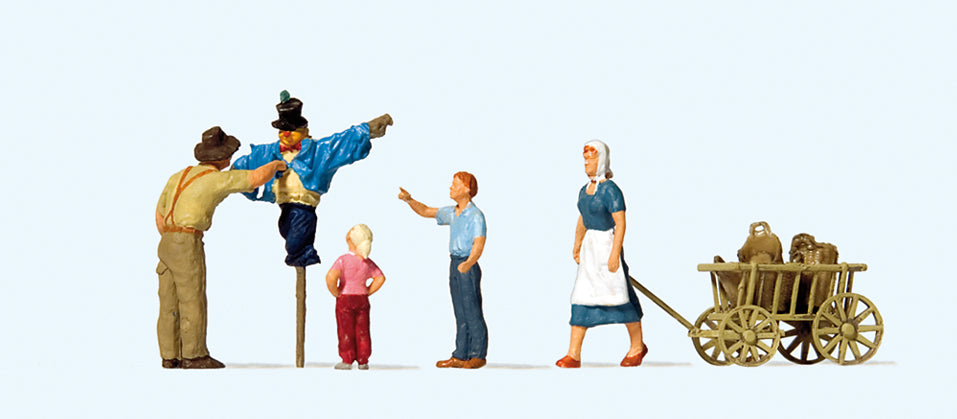 Preiser 10650 Putting up the Scarecrow Scene (4) Exclusive Figure Set HO