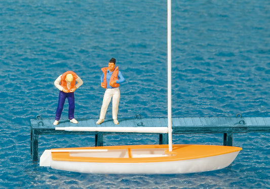 Preiser 10678 Korsar Boat w/Sailors(2) Life Jackets Exclusive Figure Set HO