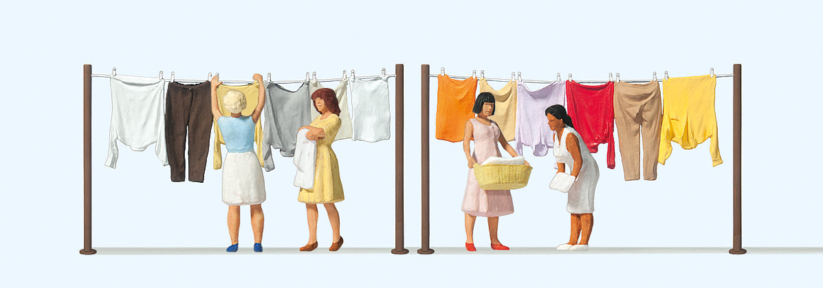 Preiser 10741 Women Hanging Laundry (4) Exclusive Figure Set HO