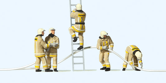 Preiser 10771 Firemen Beige Uniform F/Fighting (5) Exclusive Figure Set HO