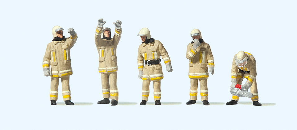 Preiser 10772 Firemen Beige Uniform Technical (5) Exclusive Figure Set HO