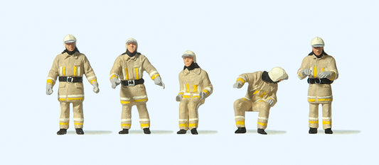 Preiser 10773 Firemen Beige Uniform at F/Engine (5) Exclusive Figure Set HO