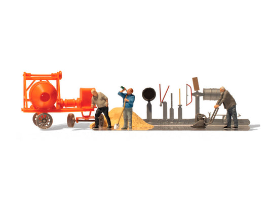 Preiser Construction Workers (3) & Accessories Exclusive Figure Set HO PR10778