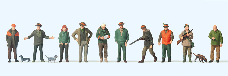 Preiser 10803 Hunters (10) & Helpers (3) Exclusive Figure Set HO