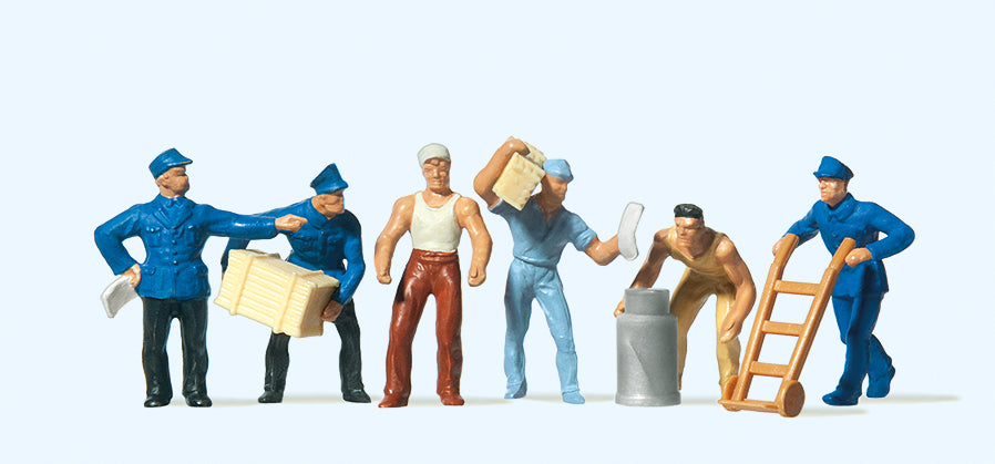 Preiser 14016 Delivery Men (6) with Loads Standard Figure Set HO
