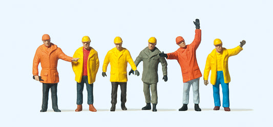Preiser 14034 Workers in Protective Clothing (6) Standard Figure Set HO