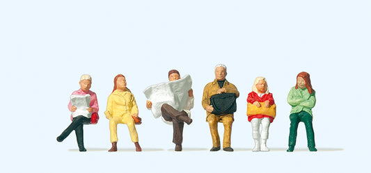 Preiser 14072 Seated Railway Travellers (6) Standard Figure Set HO