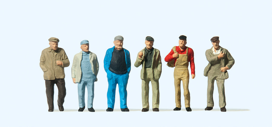 Preiser 14087 Walking Workers (6) Standard Figure Set HO