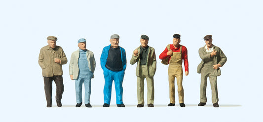 Preiser 14087 Walking Workers (6) Standard Figure Set HO
