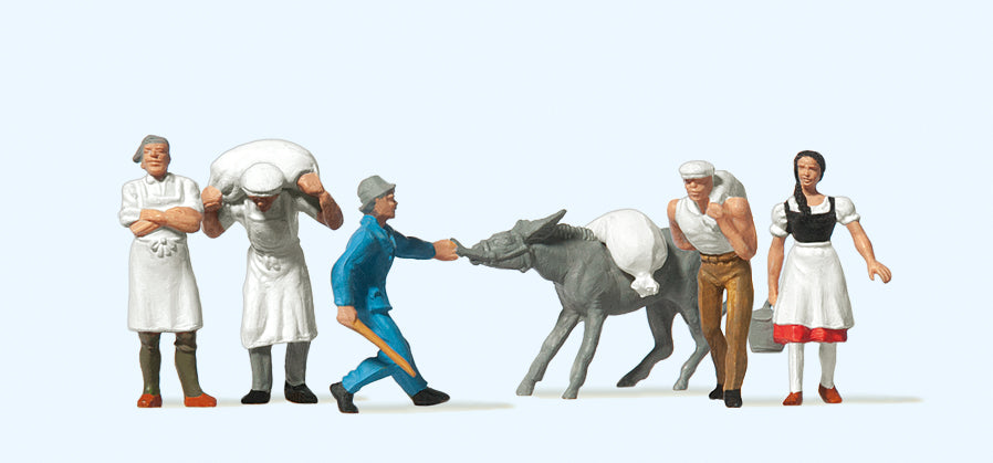 Preiser 14129 At the Mill (5) Standard Figure Set HO