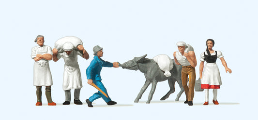 Preiser 14129 At the Mill (5) Standard Figure Set HO