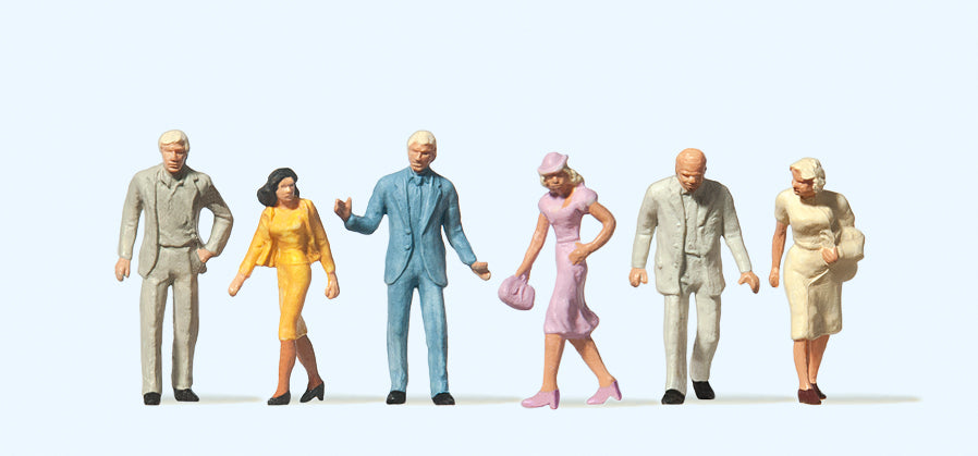 Preiser 14134 Walking Passengers (6) Standard Figure Set HO