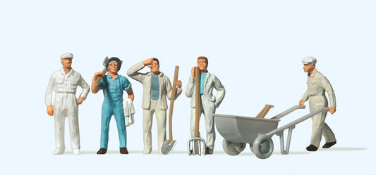 Preiser 14144 Building Workers (5) and Accessories Standard Figure Set HO