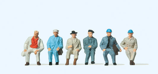 Preiser 14145 Seated Workers (6) Standard Figure Set HO